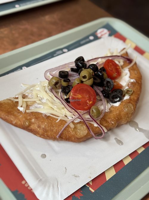 Vegan lángos with vegetables   at Retro Lángos Budapest Vécsey 3 in Budapest