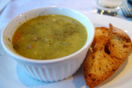 A warm pea soup on a rainy, stormy autumn day. at Gare du Nord in Rotterdam