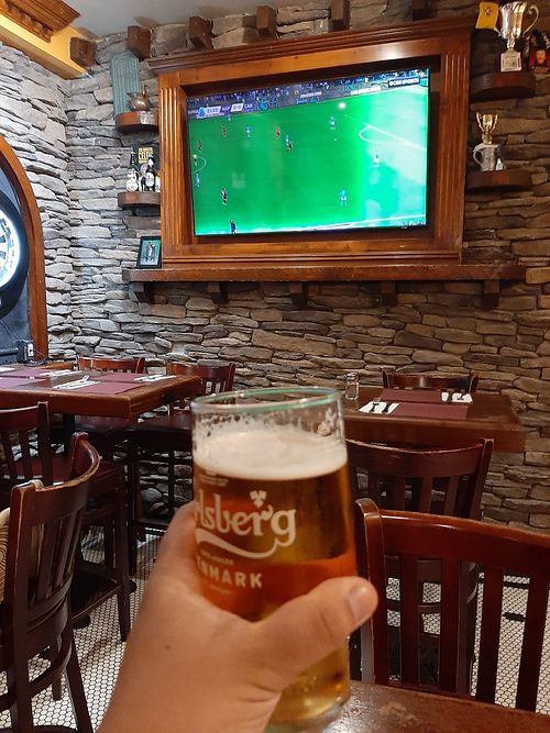 Great Carlsberg beer and soccer at McHale's Bar & Grill in New York
