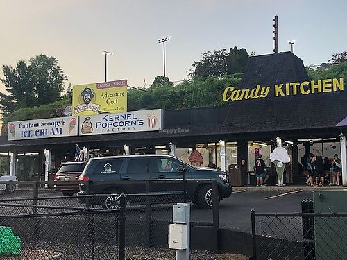 From the road-located next to Pirate's Cove mini golf at Scoopys Ice Cream And Candy in Wisconsin Dells