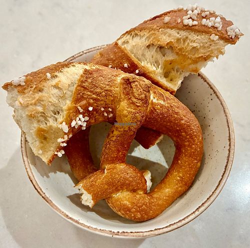 Salted pretzel at Dacia Felix in Bucharest