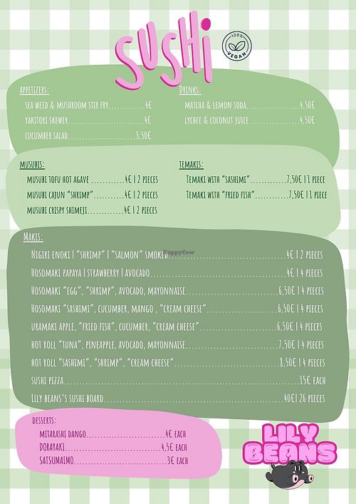 September's themed menu! at Lily Beans in Leiria