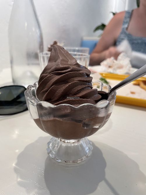 Vegan soft serve chocolate!  at Le Burger 4304 in Minneapolis