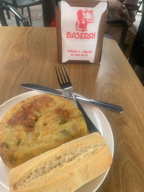 Vegan tortilla with pardon peppers at Bar Basseri Taberna in Getxo