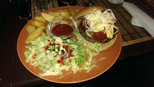 Bean Burger at Kozmosz Vegan Etterem in Budapest