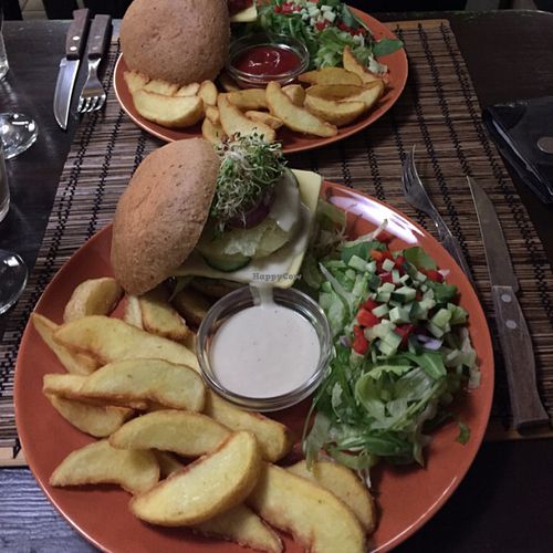 The Hawaii burger  at Kozmosz Vegan Etterem in Budapest