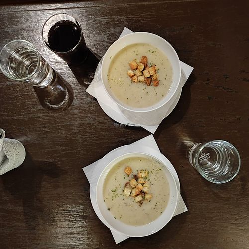 Zellerkrémleves 😋 at Kozmosz Vegan Etterem in Budapest