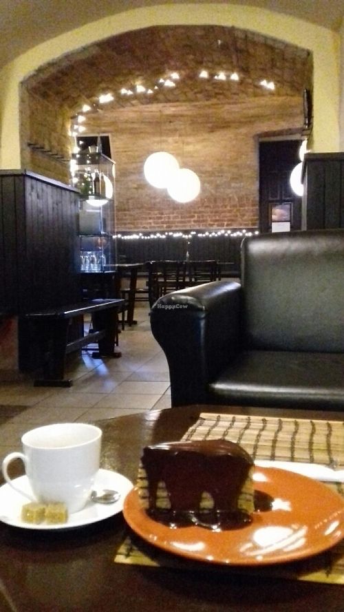 from the sofa at Kozmosz Vegan Etterem in Budapest