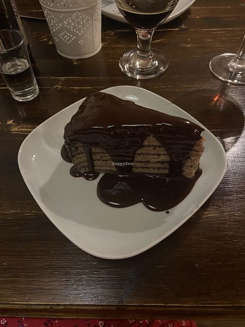 Pancake cake   at Kozmosz Vegan Etterem in Budapest