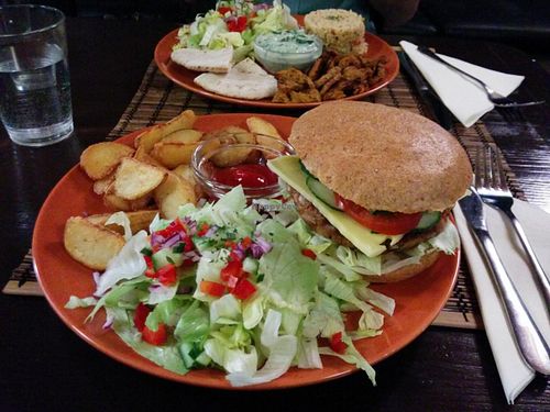 burger at Kozmosz Vegan Etterem in Budapest