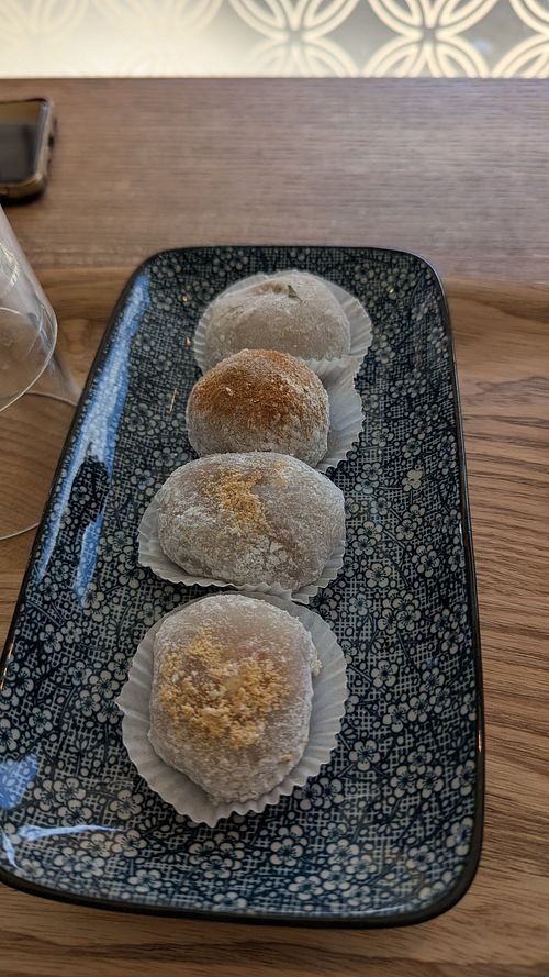 Mochi cacahuète, mochi peach and verbena, mochi framboise and litchy at Mochi Coffee in Provence-alpes-côte D'azur