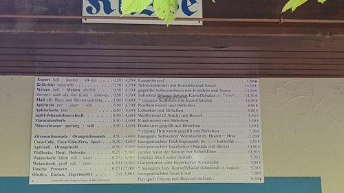 Menu at Bayerischer Biergarten Darmstadt in Hessen