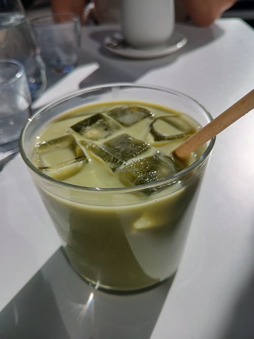 Oat matcha latte at Sway in Manly