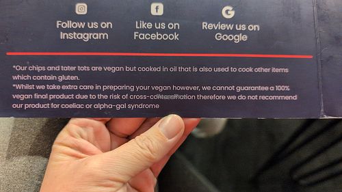 Vegan chips and tots at Benny's American Burgers - Magill Road in Adelaide