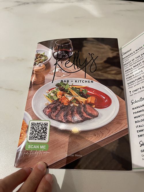 Pleasant surprised to find a few clearly marked vegan options   at Kelly's Bar and Kitchen in Penrith