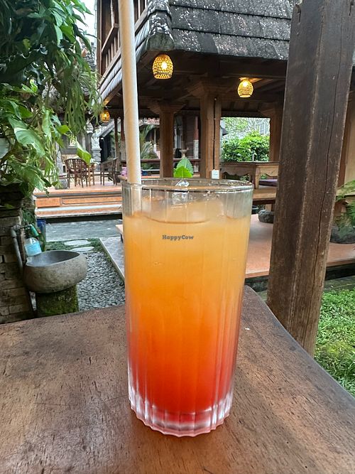 Fruit punch (orange, pineapple and mango juice with grenadine syrup) at Leker Life in Ubud