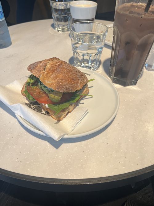 avocado sandwich and iced chocolate coconut milk  at Espresso House - Rathausstraße in Berlin