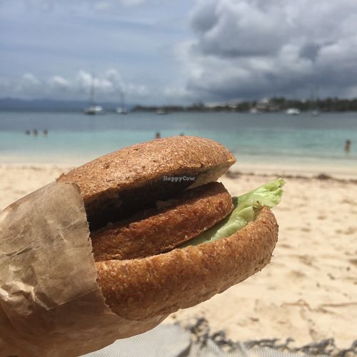 Végéburger to go at Delices Nature in Pointe-a-pitre