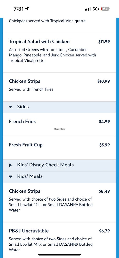 Menu  at Typhoon Tilly's in Lake Buena Vista