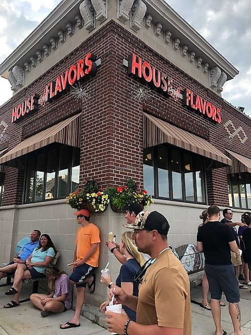 outisde of restaurant-enter ice cream shop from the side at House of Flavors Inc in Ludington