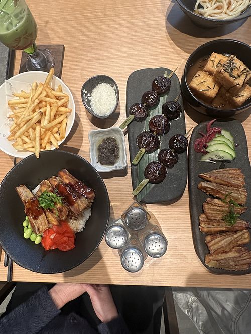 Mushrooms, truffle chips, Teriyaki eggplant Don, seriously amazing 
  at OMI 380 in Melbourne