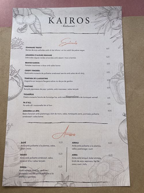Menú   at KAIROS restaurant in Catalunya