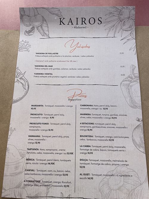 Menú   at KAIROS restaurant in Catalunya