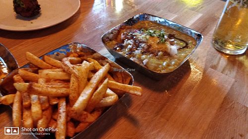 Masala fries and ragada patties at Poppadom & Pints in England