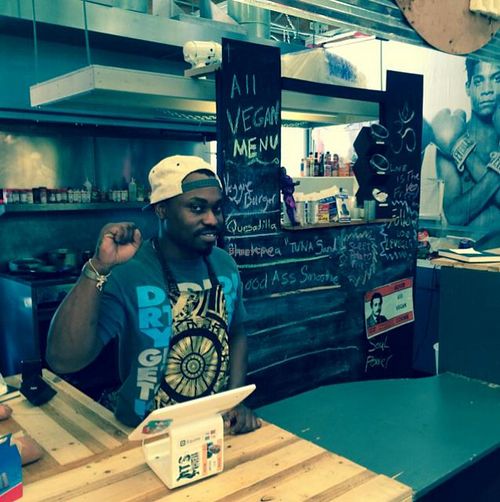 Shaem, the proud vegan owner.  at The Veg in Little Rock