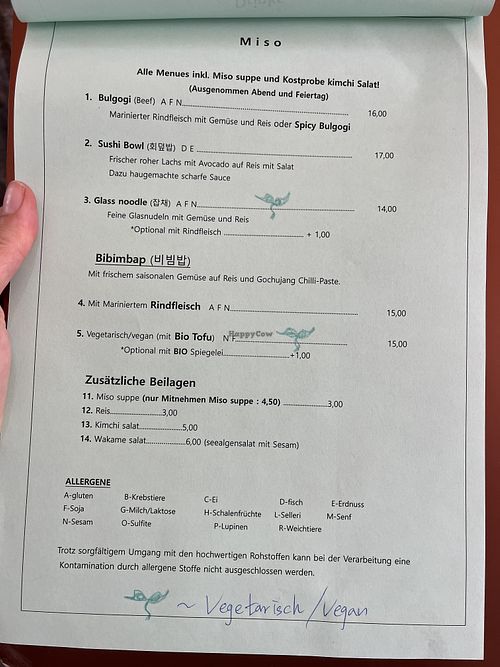 Menu 1  at Miso in Wien