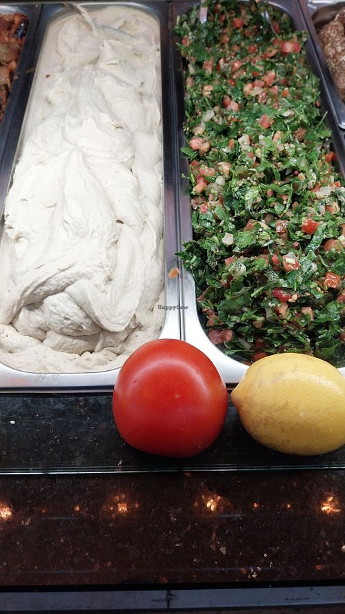 Hummus and tabbouleh at Terrasse Beirut in Paris