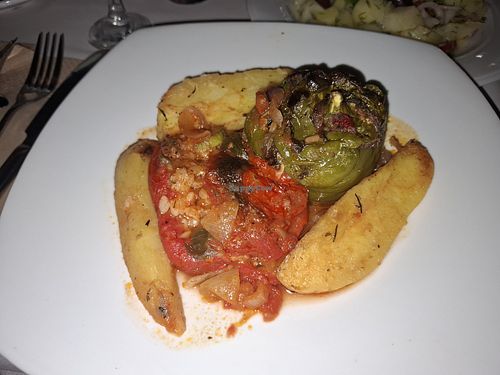 Stuffed pepper and tomato at The Pumphouse in Corfu