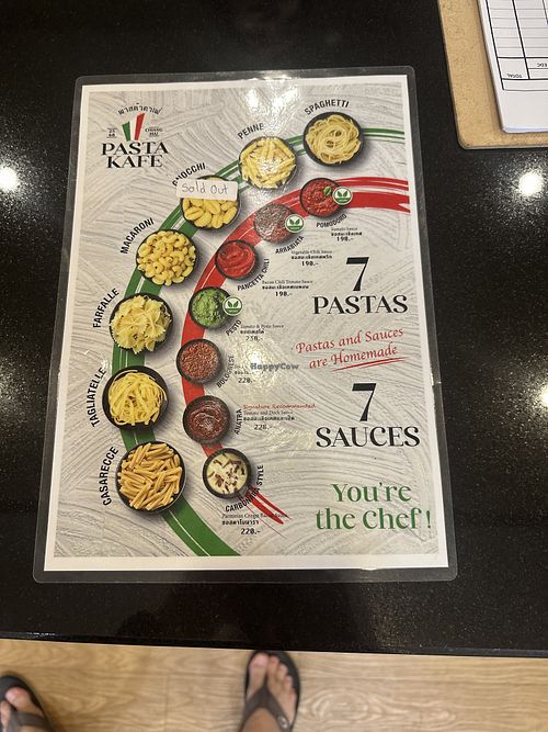 Menu  at PastaKafe in Chiang Mai