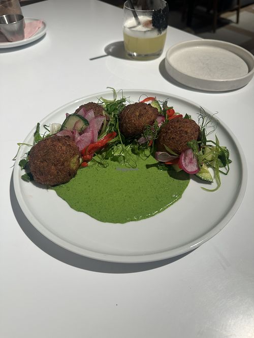 Spring pea falafel  at The Surfing Fox in Santa Monica