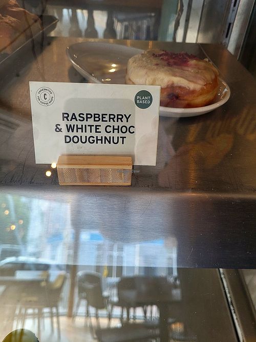 Raspberry & White Chocolate Doughnut. at Porth Y Brenin in Wales