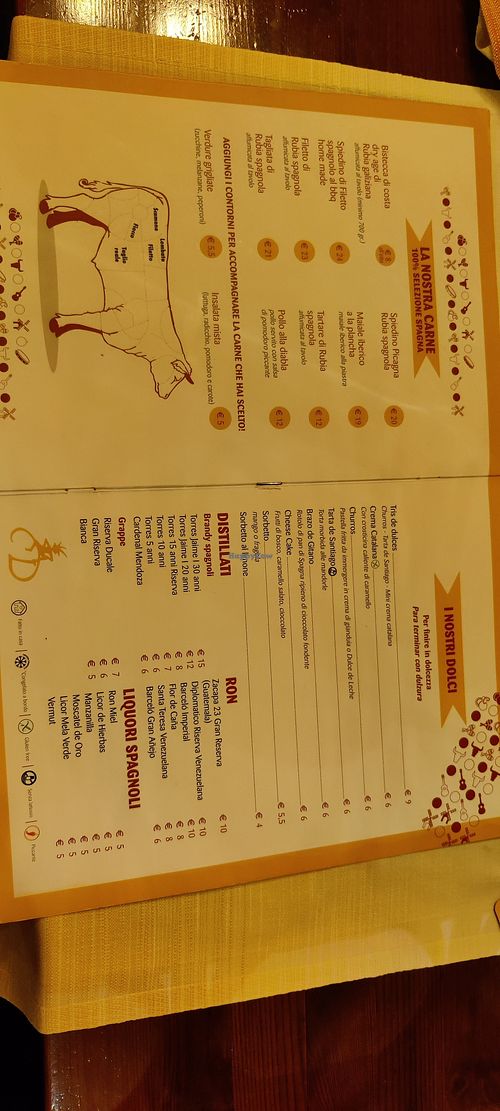 Menu at Ristorante Spagnolo - El Duende in Lazio