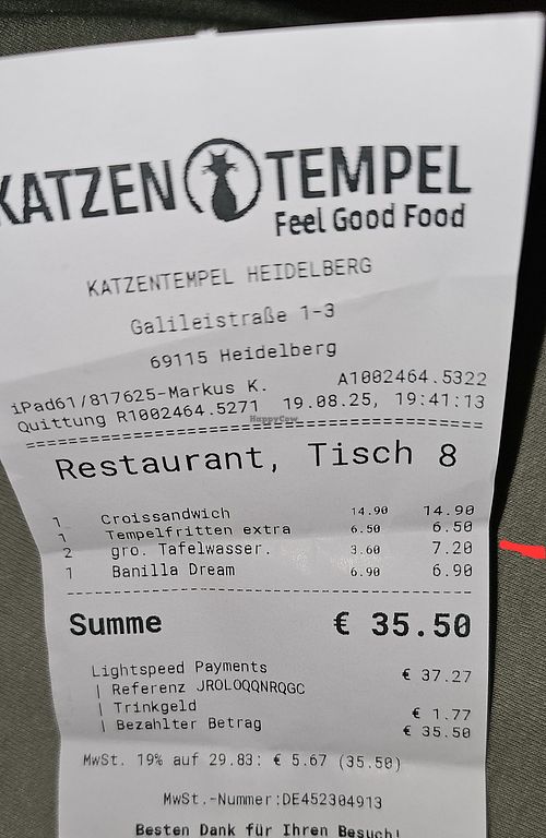 tap water 3.60!!! at Katzentempel - Heidelberg in Heidelberg