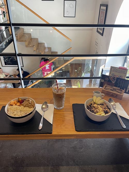 Açaí Bowl and Peanut and Chocolate bowl  at R & B Cafe Roasters in Ljubljana