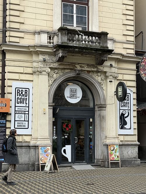 Entrance   at R & B Cafe Roasters in Ljubljana