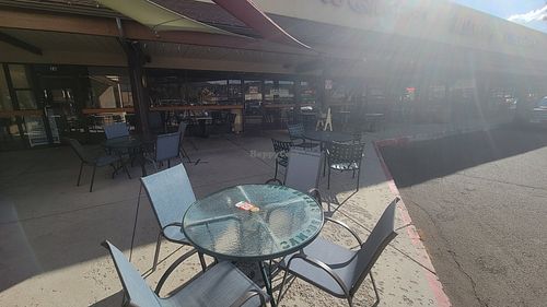 Outside seating at Campus Coffee Bean in Flagstaff
