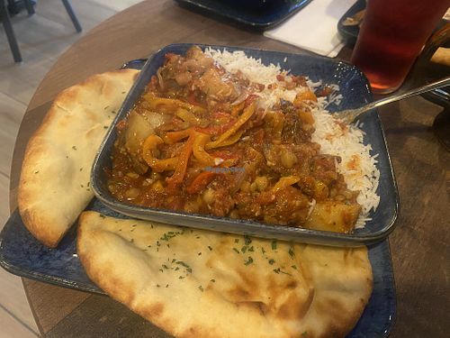Vegan curry special with pita bread    at The Cider House in Winchester