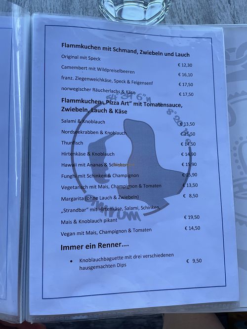 Speisekarte  at Strandbar Seehund in Schleswig-holstein