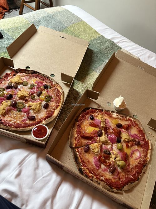 Vegan pizza room service! 🍕❤️  at Poppi Red in Hawkshead