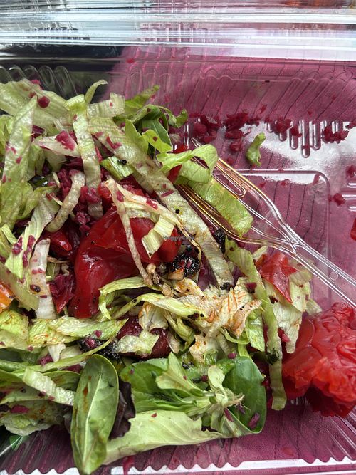 Fresh salad greens and picked veggies  at El-Aziz Çigköfte in Utrecht