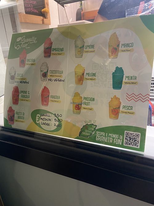 Granite gusti vegan   at Gelateria Granita Fun in Sardegna