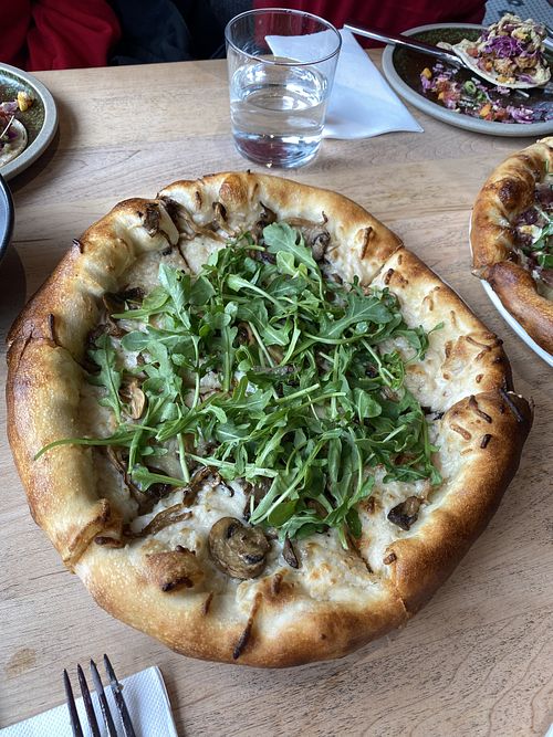 Mushroom vegan pizzaa  at The Boss Kitchen & Bar in Banff