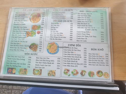 Menu at Quán Mộc Nhiên Chay in Long Xuyen