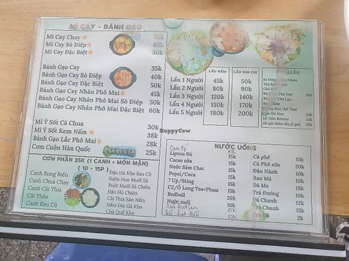 Menu at Quán Mộc Nhiên Chay in Long Xuyen