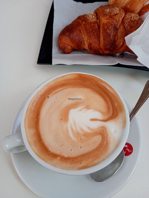 Cappuccino di soia e cornetto all'albicocca at Caffetteria Su Recreu 3 in Sardegna