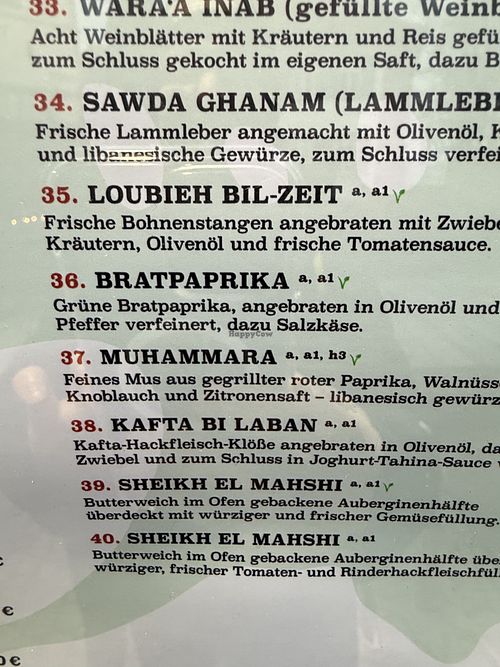 vegan menu  at Hummus Lebanese Cuisine Restaurant Pforzheim in Baden-württemberg
